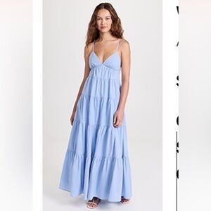 Wayf Soft Blue Gathered Dress